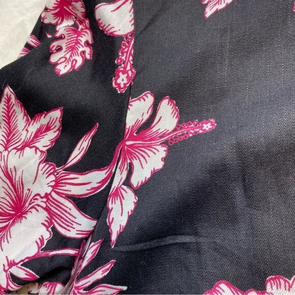 Soft Surroundings Button Down Black with Pink White Floral Design Blouse Size PM - Picture 5 of 8